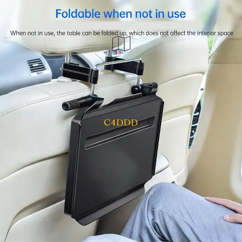 C4DD Foldable Steering Wheel Mounted Desk for Car Use in Laptop Dining and Writing Ergonomic Back Headrest Tray