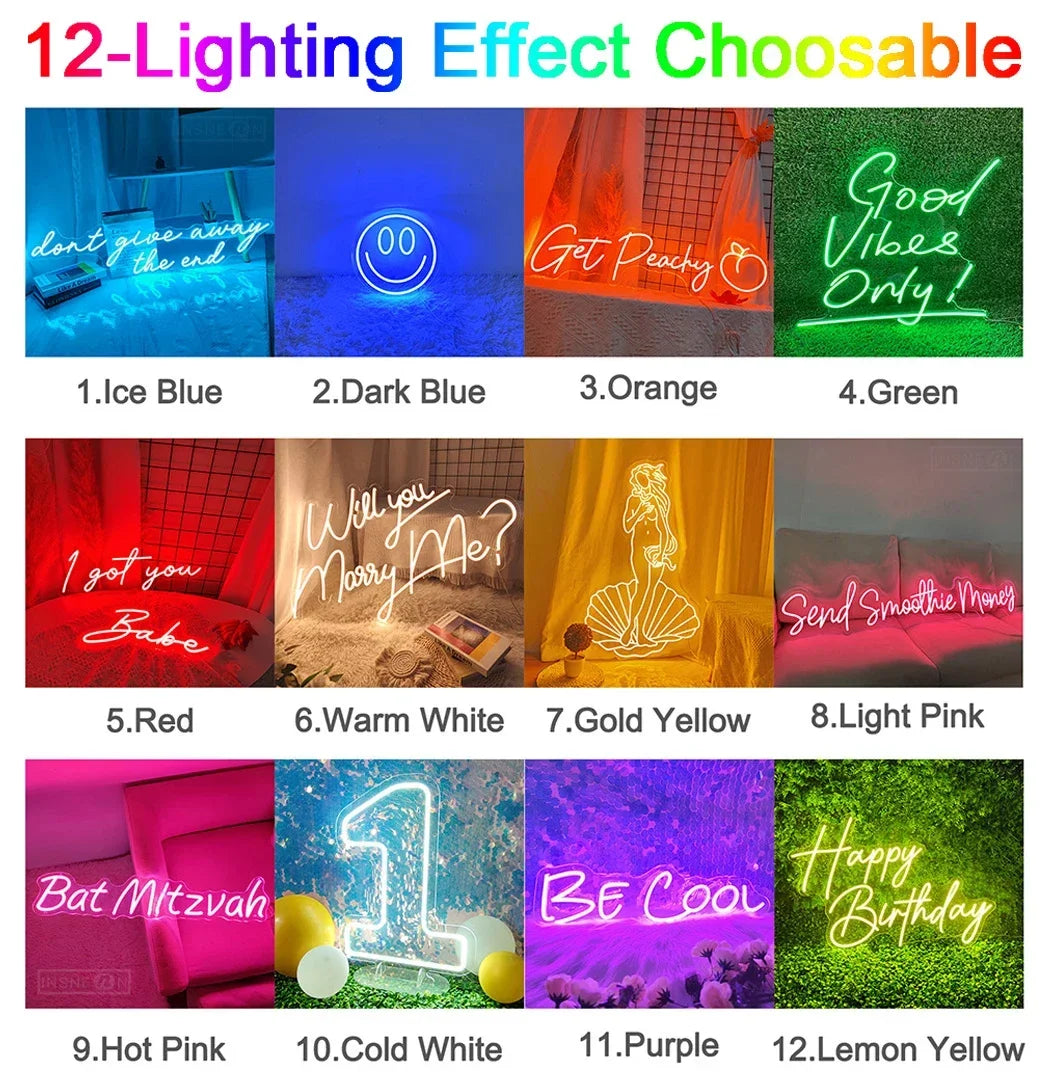 Custom your Personalised Name Neon Sign Light for girls/boys Birthday Gifts Party Bar Wedding Room Wall Decoration Neon Led Sign Innova Techno