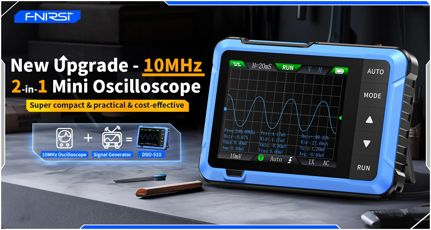 FNIRSI New DSO510 DSO152 DSO153 Mini Handheld Digital 2 IN 1 Oscilloscope Portable 48MS/s 10MHz Bandwidth Electronic Repair Tool Innova Techno