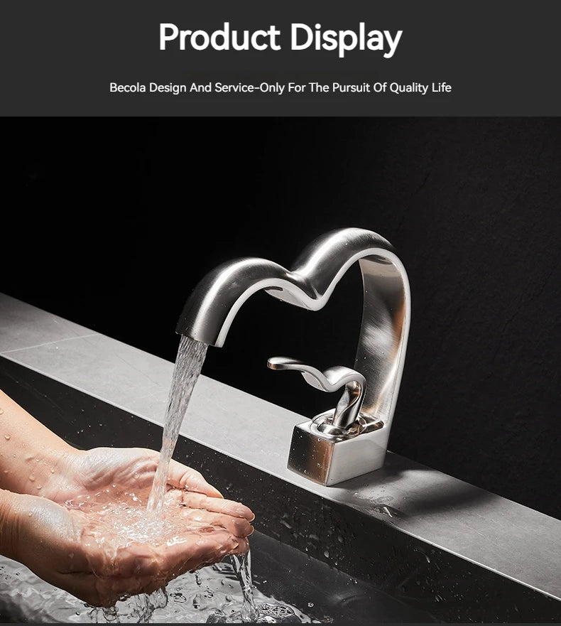 Single Handle Waterfall Bathroom Faucet Brass Gray Basin Faucet Cold And Hot Crance Faucet Sink Tap Single Handle Deck Mounted