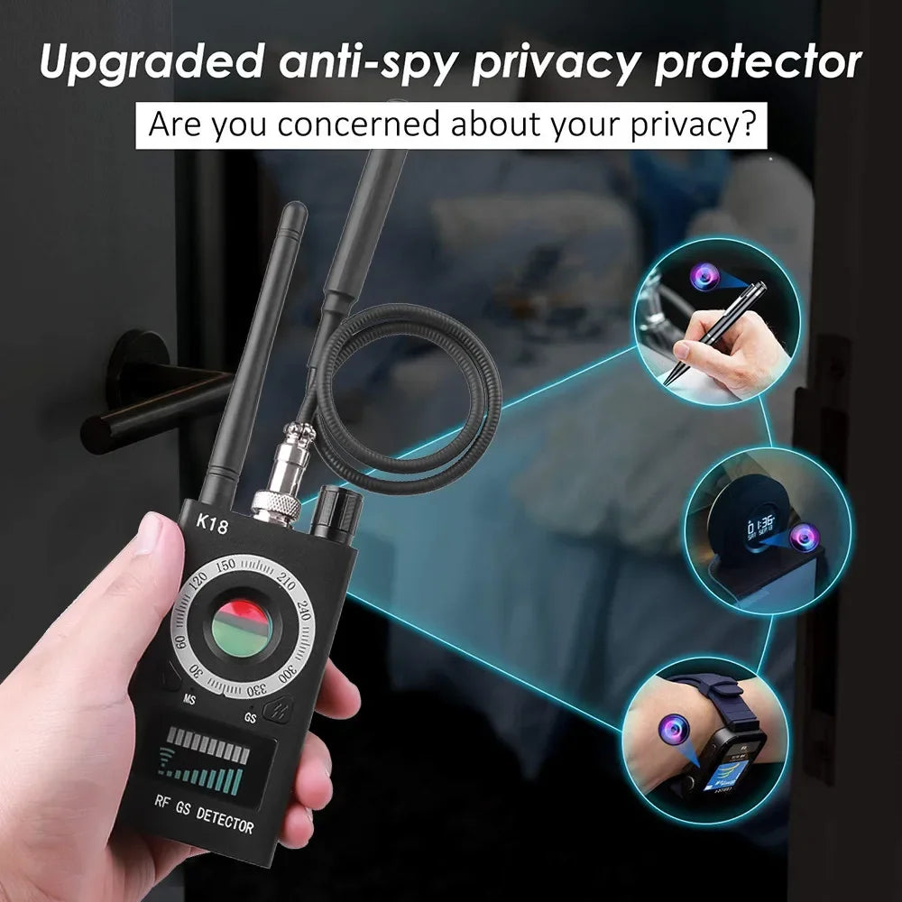 New K18 Multi-function Anti-Candid Cam Wireless Lens Device Finder 1MHz-6.5GHz GSM Audio Bug Finder GPS Signal RF Tracker Detect Innova Techno