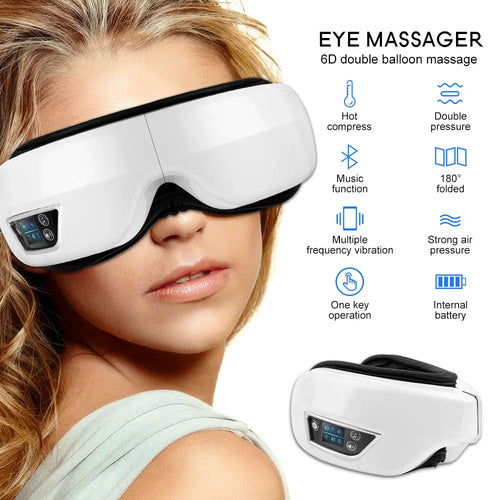 6D Smart Airbag Vibration Eye Massager Eye Care Instrumen Heating Bluetooth Music Relieves Fatigue And Dark Circles With Heat Innova Techno