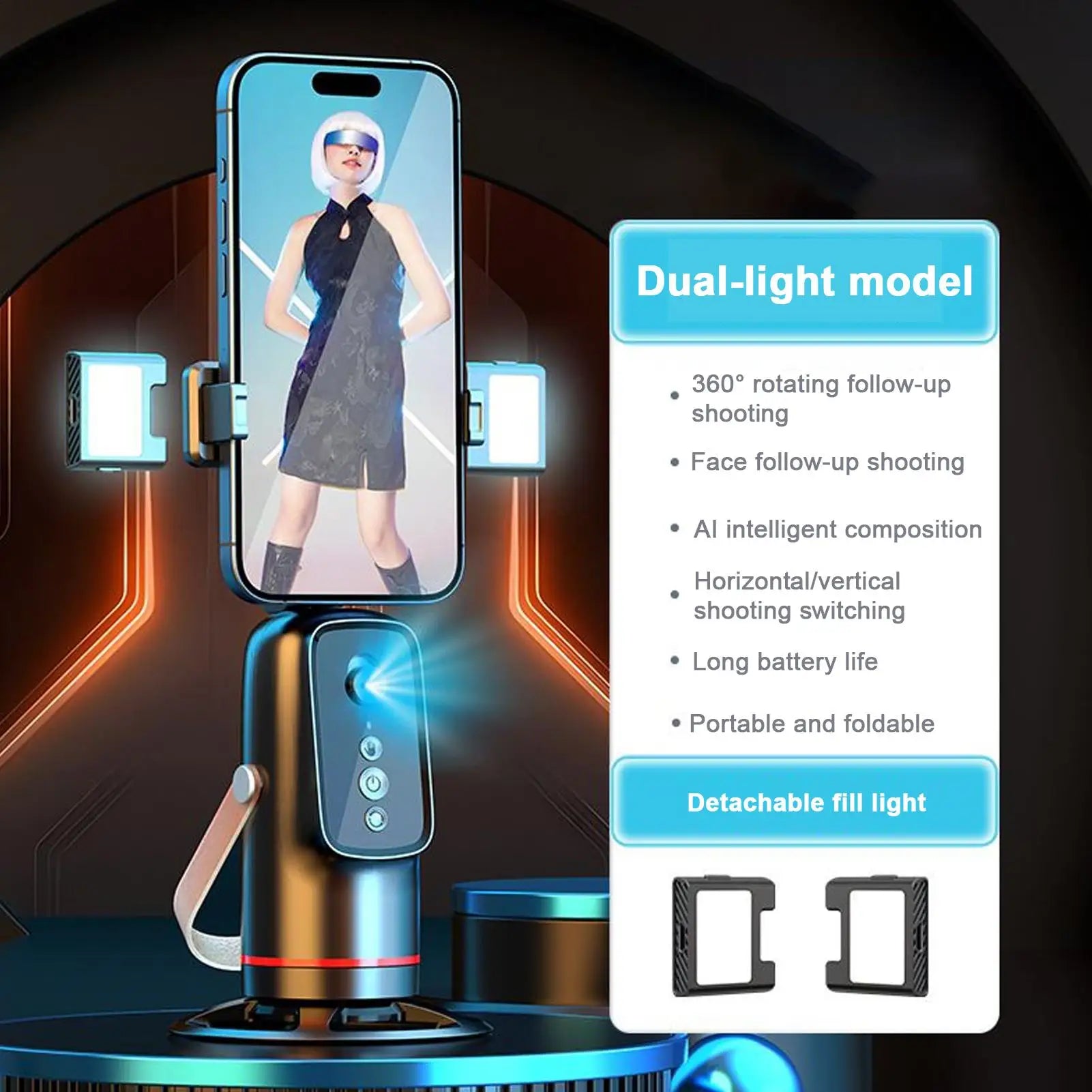 Face Tracking Tripod 360 Degree Rotation Auto Stand Tripod That Follows Your Movement for Live Streaming Selfie Video Recording Innova Techno