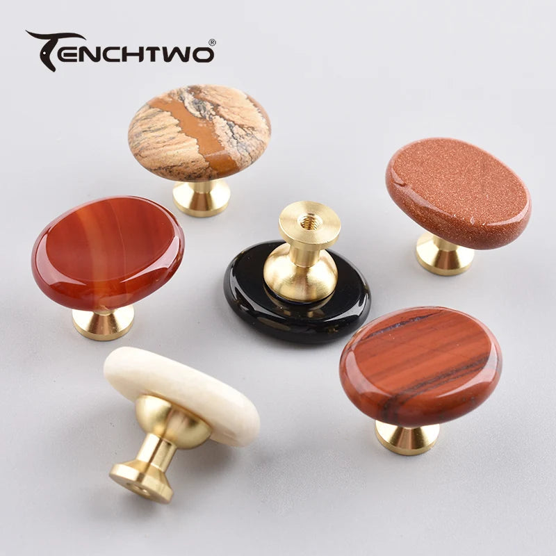 30×25mm Nature Agate Stone Cabinet Drawer Knob Dressing Decorative Box Handle Brass Furniture Door Handle Wardrobe Cabinet Pulls Innova Techno