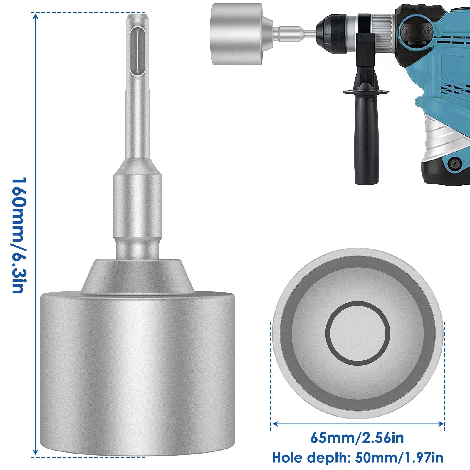 30/45/65mm Heavy Duty SDS-Plus T Post Ground Rod Driver Tool Forged Steel Drill Bit Driver Durable Hammer Drill Rod Converter Innova Techno
