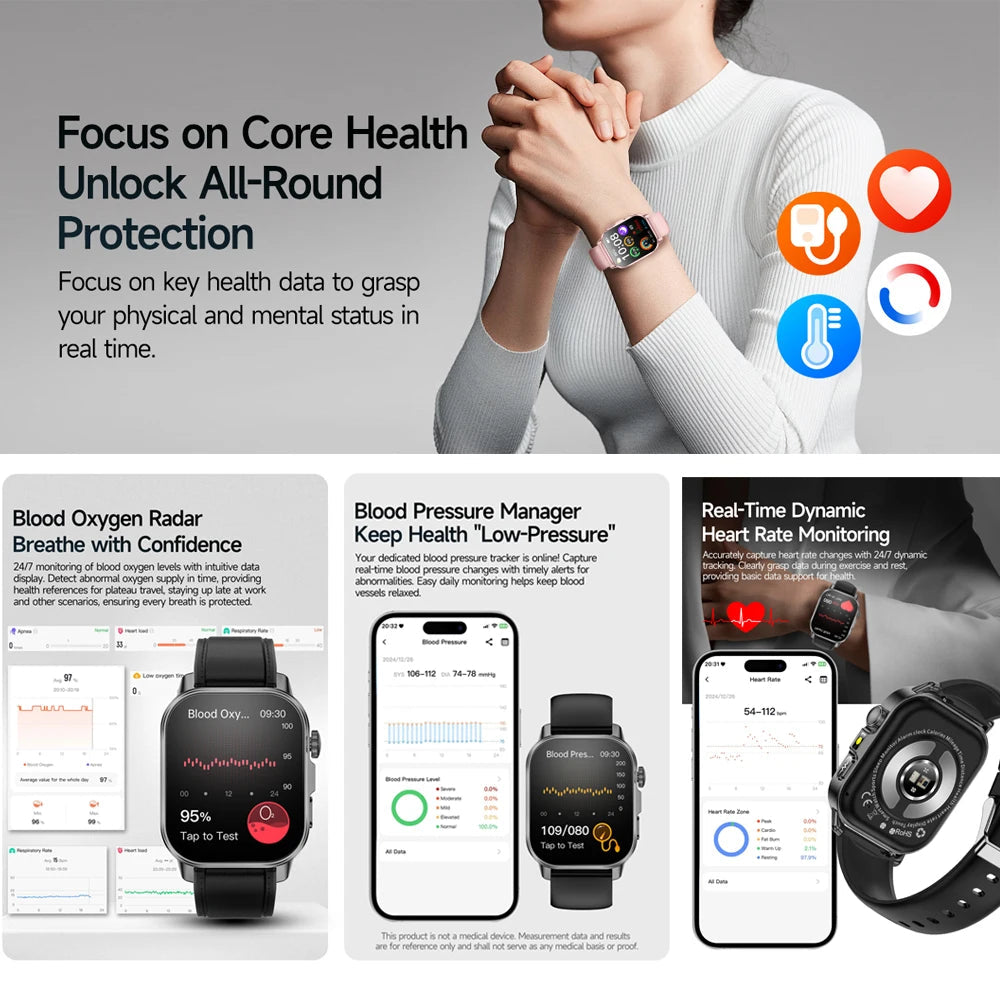 2026 New Model Uric Acid & Lipid Health Analysis Smart Watch Men ECG+PPG Bluetooth Call 2.01-inch Flashlight Smartwatch Women Innova Techno