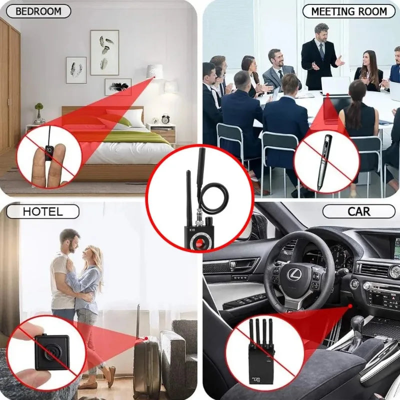 New K18 Multi-function Anti-Candid Cam Wireless Lens Device Finder 1MHz-6.5GHz GSM Audio Bug Finder GPS Signal RF Tracker Detect Innova Techno