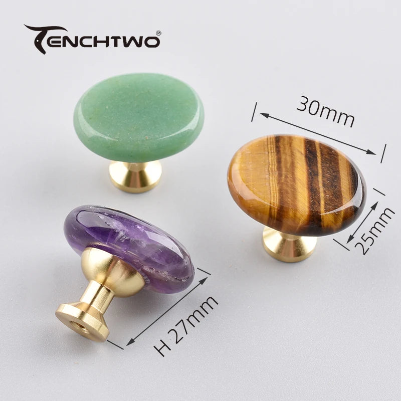 30×25mm Nature Agate Stone Cabinet Drawer Knob Dressing Decorative Box Handle Brass Furniture Door Handle Wardrobe Cabinet Pulls Innova Techno