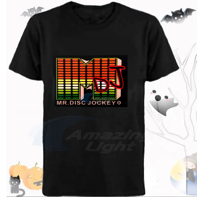 Party Light Up Music El Panel Sound Activated Flashing El Panel T-shirt