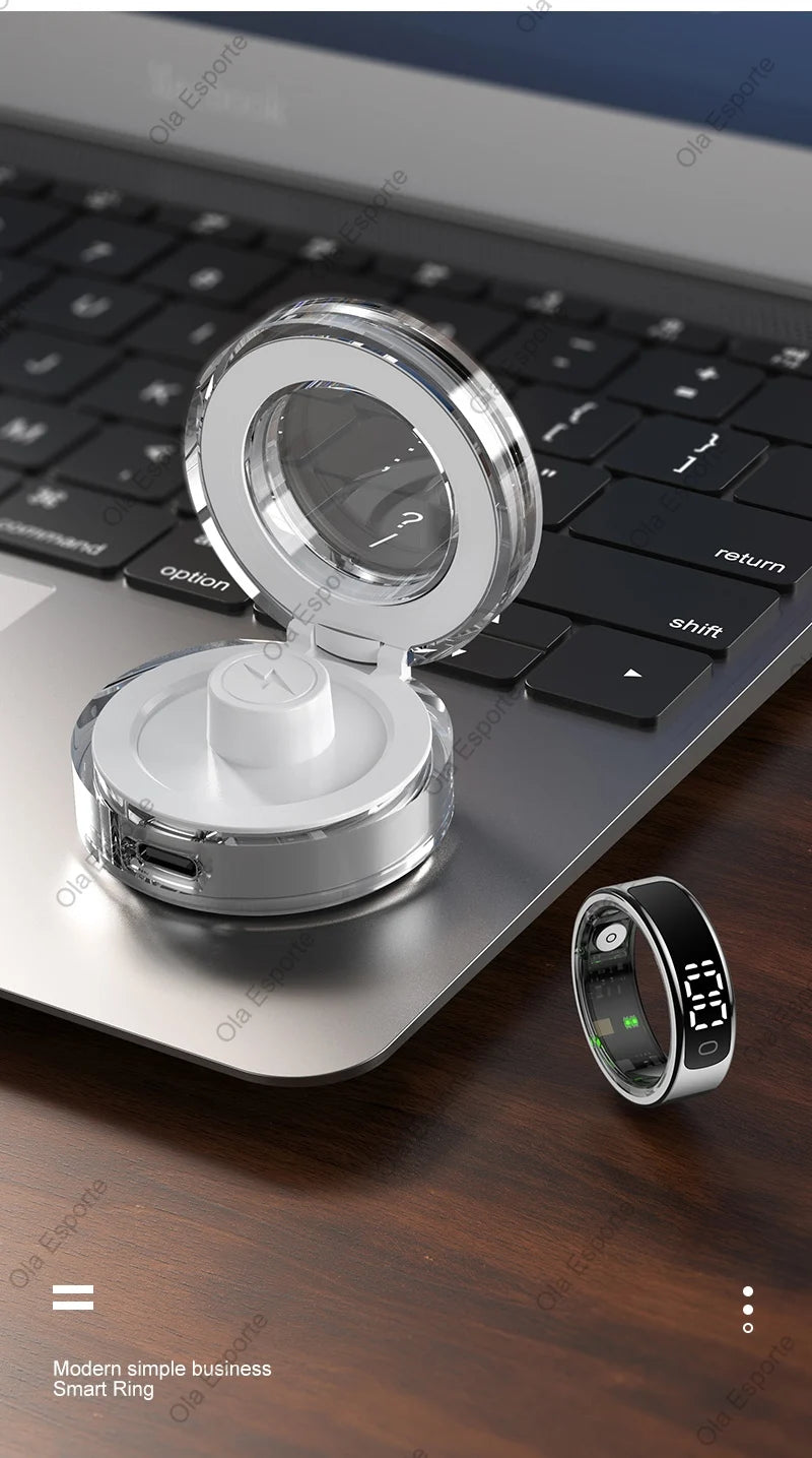 Smart Ring with Display Screen and Touch Heart Rate Blood Oxygen Sleep Health Monitoring Sports Count steps Waterproof Smartring Innova Techno