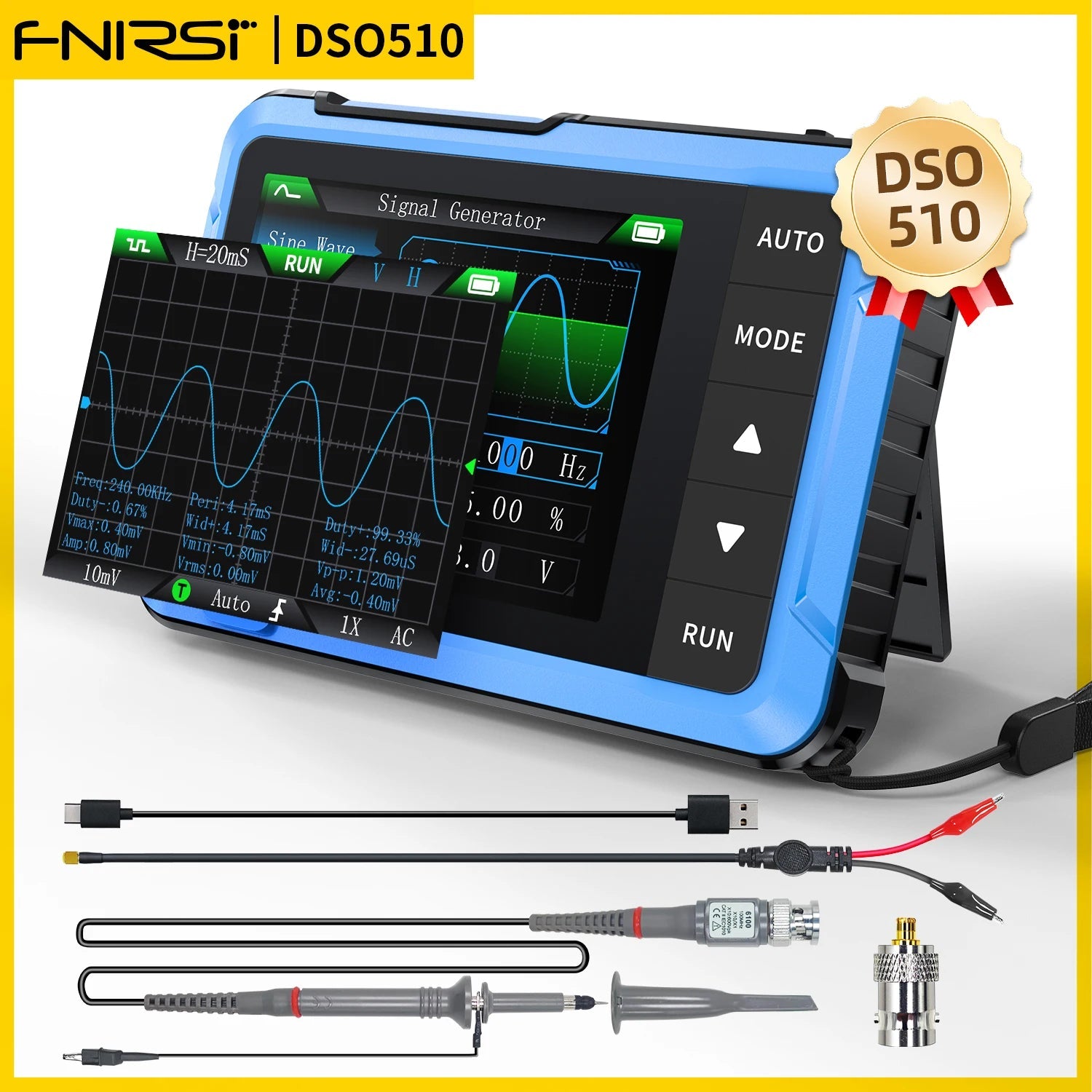 FNIRSI New DSO510 DSO152 DSO153 Mini Handheld Digital 2 IN 1 Oscilloscope Portable 48MS/s 10MHz Bandwidth Electronic Repair Tool Innova Techno