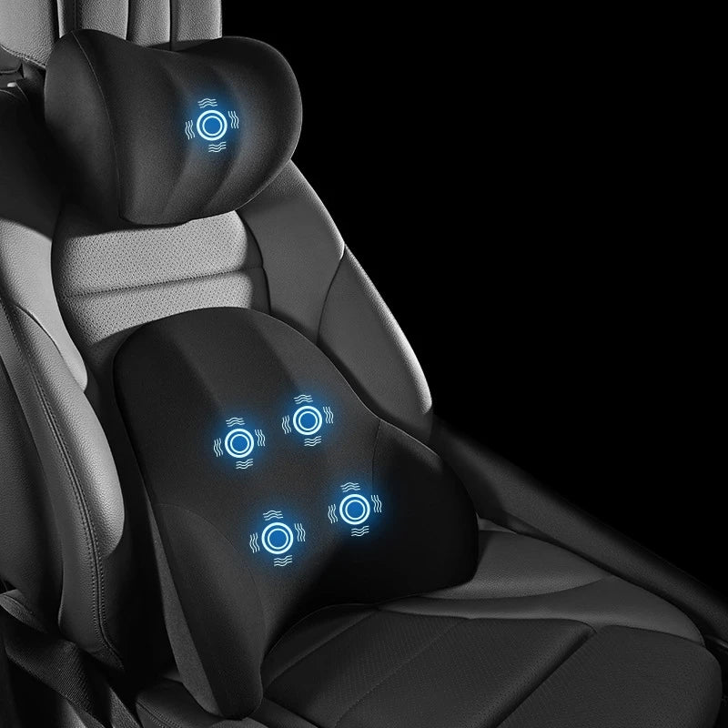 Car Electric Single Lumbar Single Headrest Vibration Massage Lumbar Support Neck Pillow Lumbar Cushion Car Seat Car Interior Innova Techno