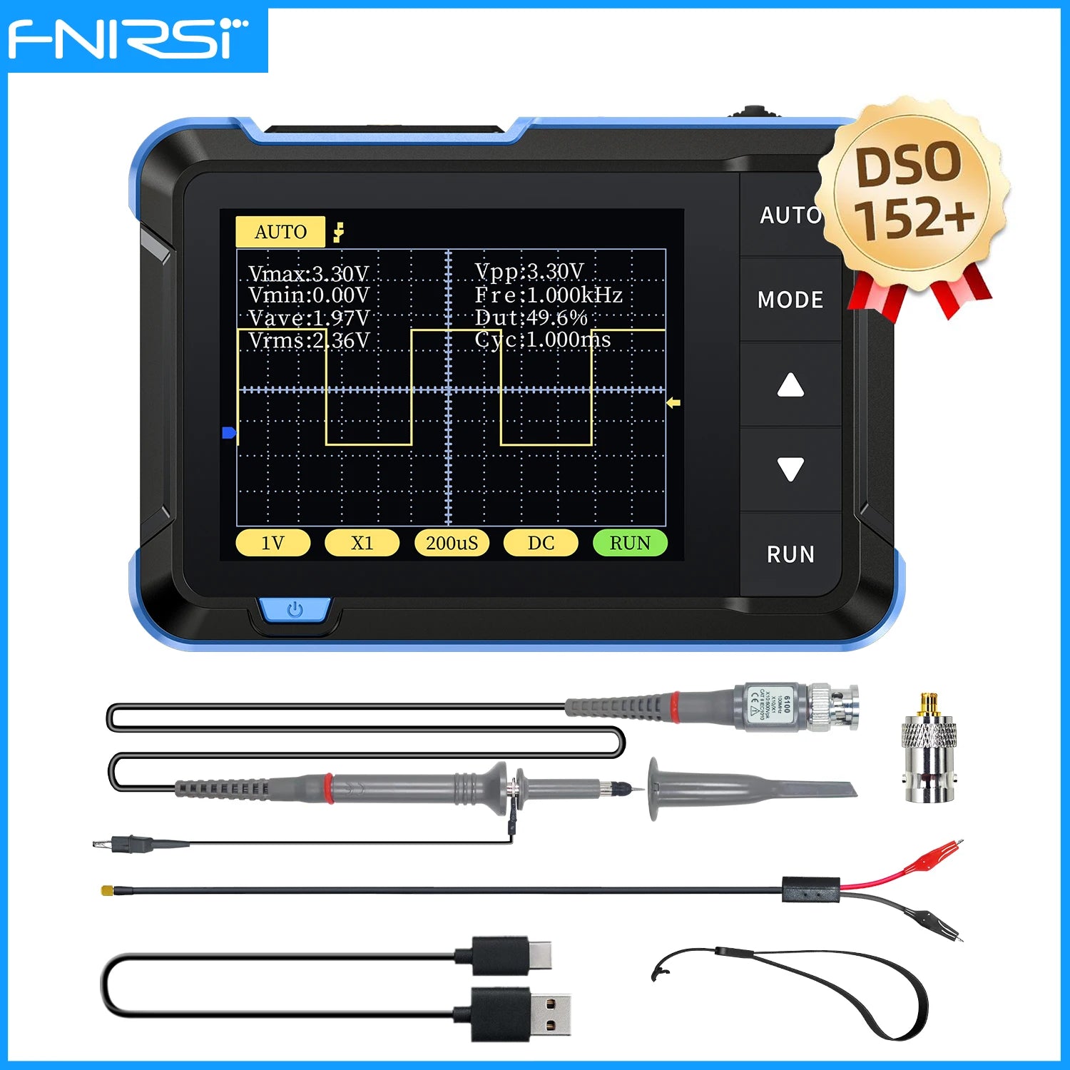 FNIRSI New DSO510 DSO152 DSO153 Mini Handheld Digital 2 IN 1 Oscilloscope Portable 48MS/s 10MHz Bandwidth Electronic Repair Tool Innova Techno