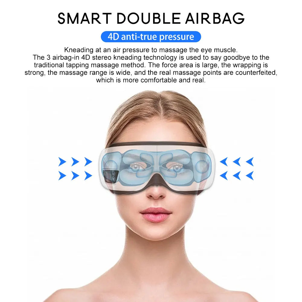 6D Smart Airbag Vibration Eye Massager Eye Care Instrumen Heating Bluetooth Music Relieves Fatigue And Dark Circles With Heat Innova Techno