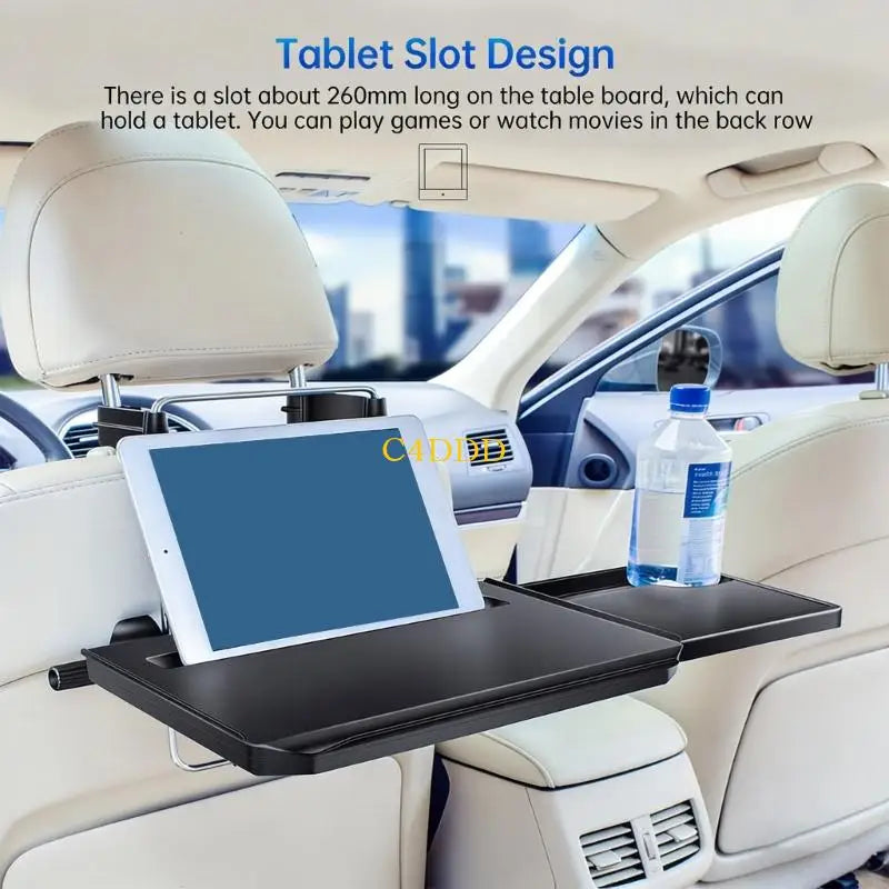 C4DD Foldable Steering Wheel Mounted Desk for Car Use in Laptop Dining and Writing Ergonomic Back Headrest Tray