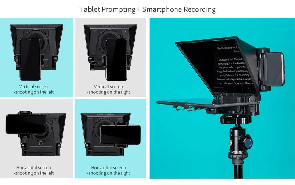 FEELWORLD  TP2A Portable 8 Inch Teleprompter Supports Under 8" DSLR Shooting Smartphone/Tablet Prompting Remote Innova Techno
