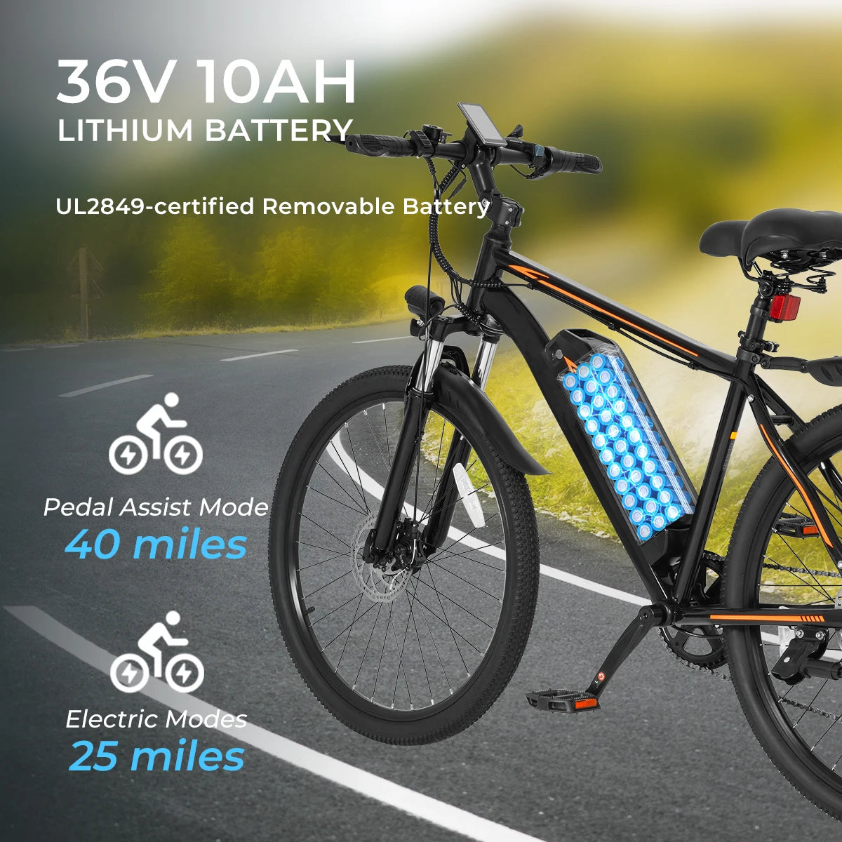DYU M26 Electric Bicycle 1000W Peak Motor 60WH Removable Battery Electric Bike 26 Inch Mountain E-bike UL2849