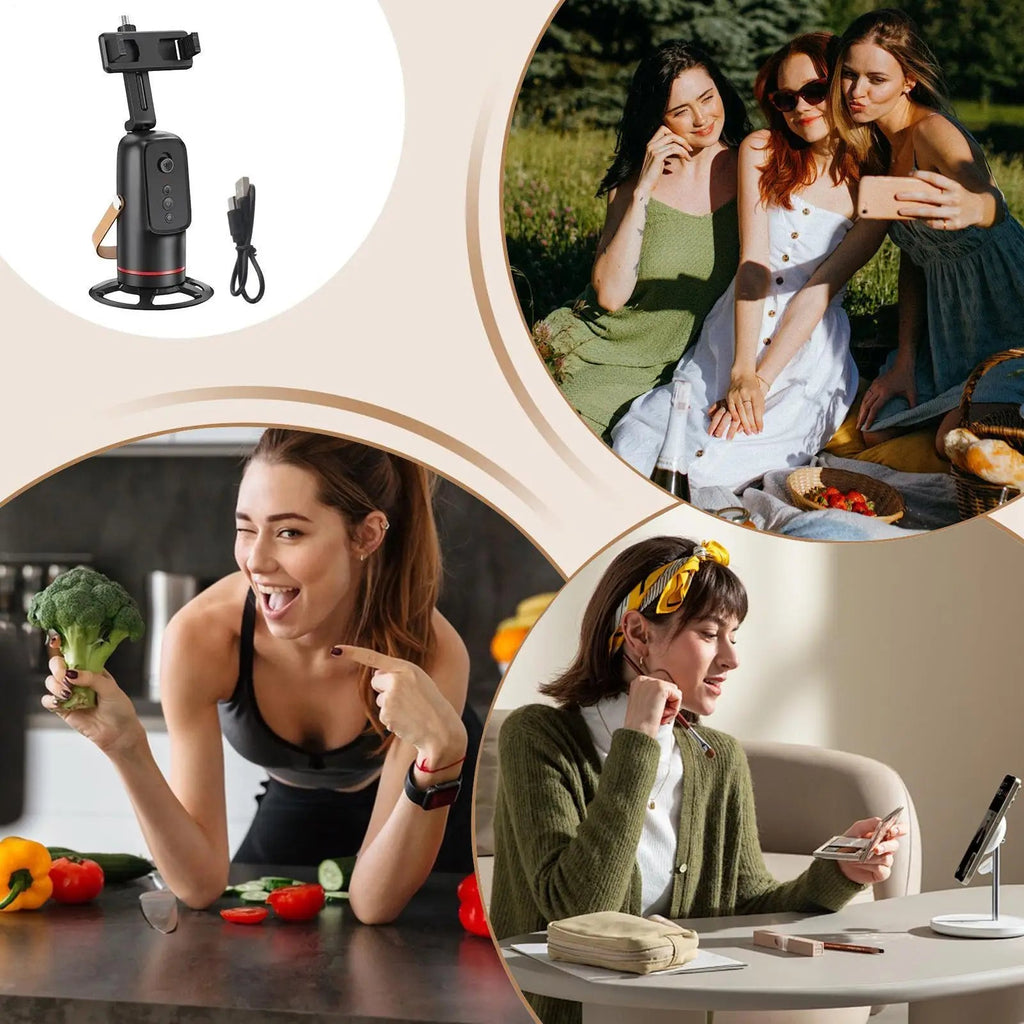 Face Tracking Tripod 360 Degree Rotation Auto Stand Tripod That Follows Your Movement for Live Streaming Selfie Video Recording Innova Techno