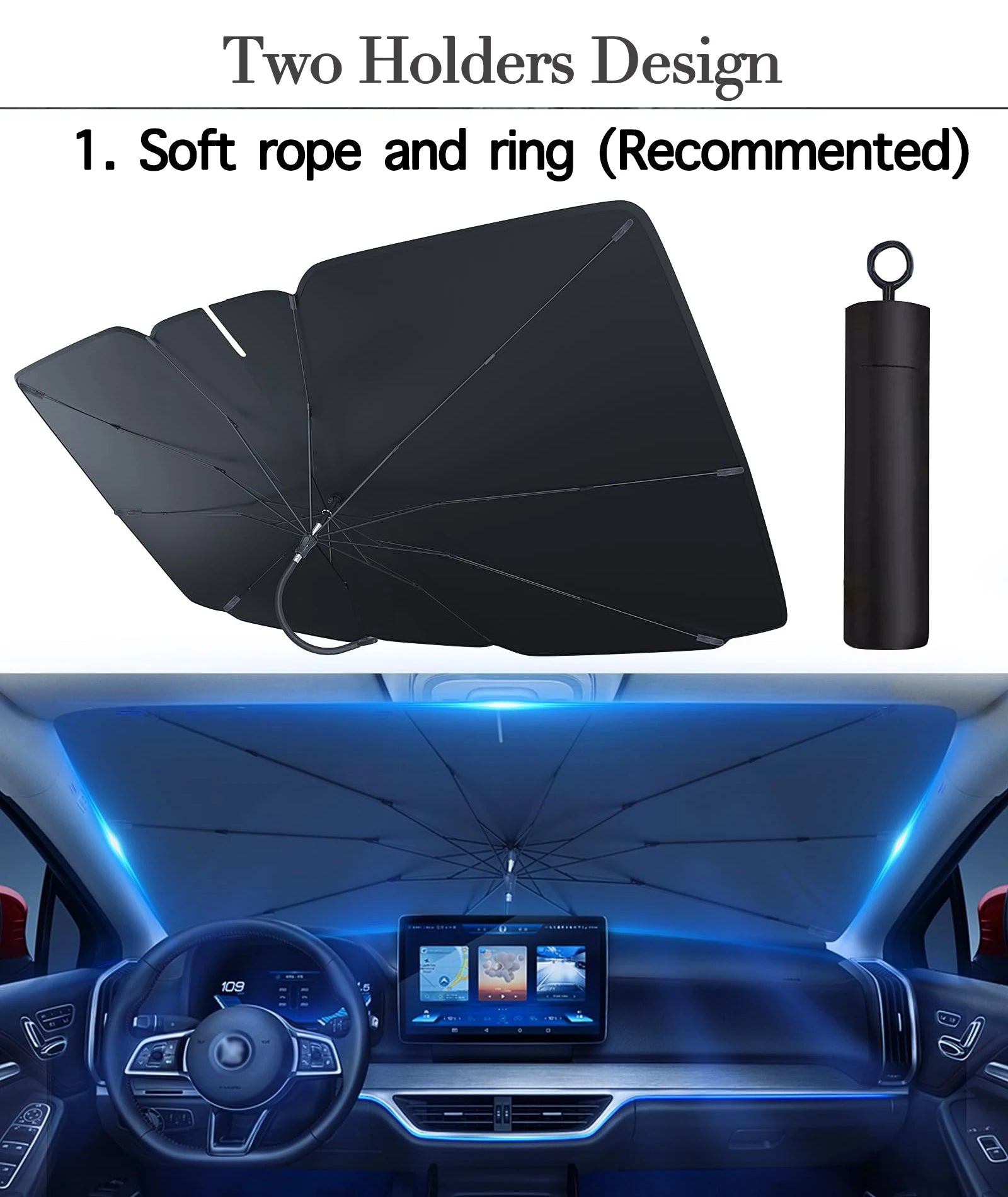 2024 Car Windshield Sun Shade Umbrella Foldable Sunshade Front Window Cover for UV Block Heat Protection Protector Parasol Innova Techno
