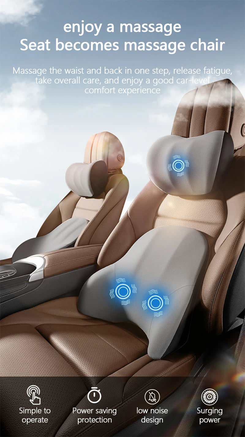 Car Electric Single Lumbar Single Headrest Vibration Massage Lumbar Support Neck Pillow Lumbar Cushion Car Seat Car Interior Innova Techno