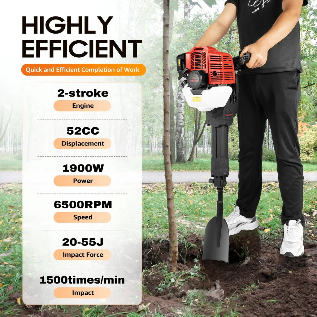 52cc Gas Powered Portable Garden Tree Digger 1900W 2-Stroke Tree Digging Machine Tree Excavator for Digging Root Cutting Innova Techno