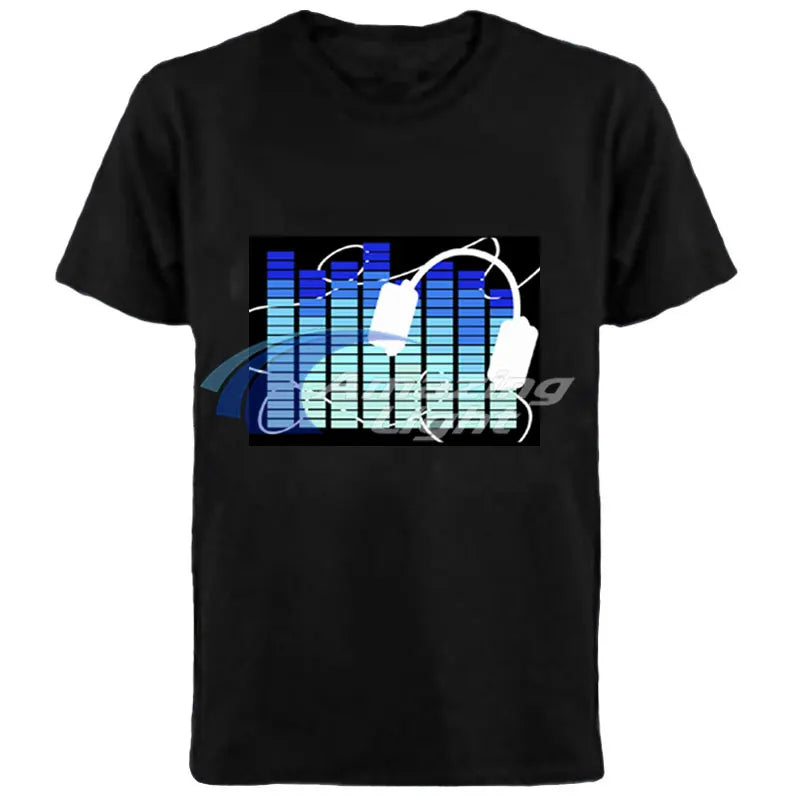 Party Light Up Music El Panel Sound Activated Flashing El Panel T-shirt