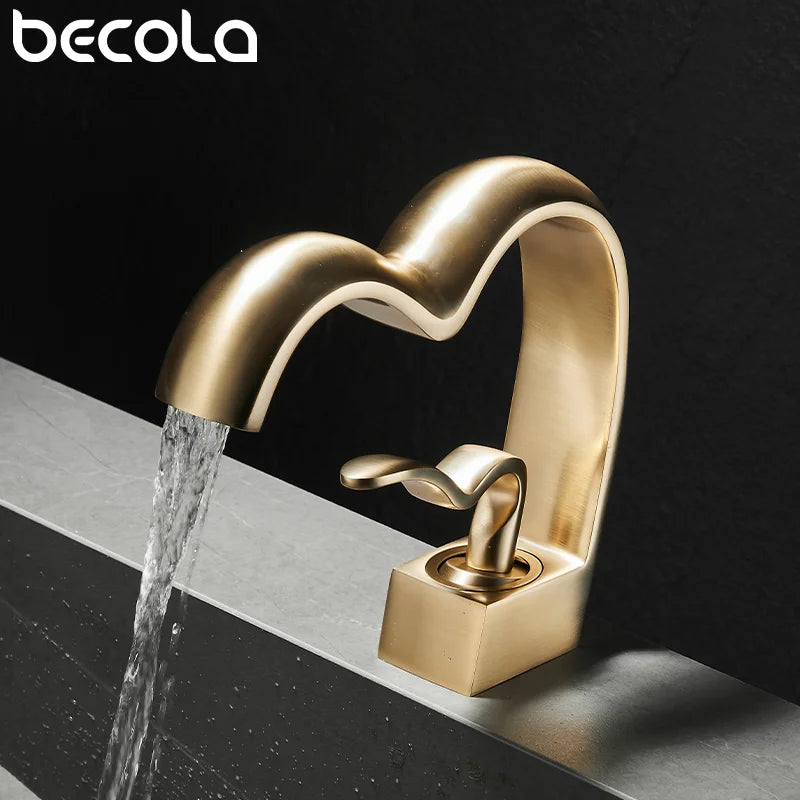 Single Handle Waterfall Bathroom Faucet Brass Gray Basin Faucet Cold And Hot Crance Faucet Sink Tap Single Handle Deck Mounted