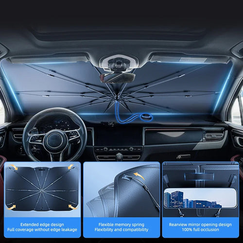 2024 Car Windshield Sun Shade Umbrella Foldable Sunshade Front Window Cover for UV Block Heat Protection Protector Parasol