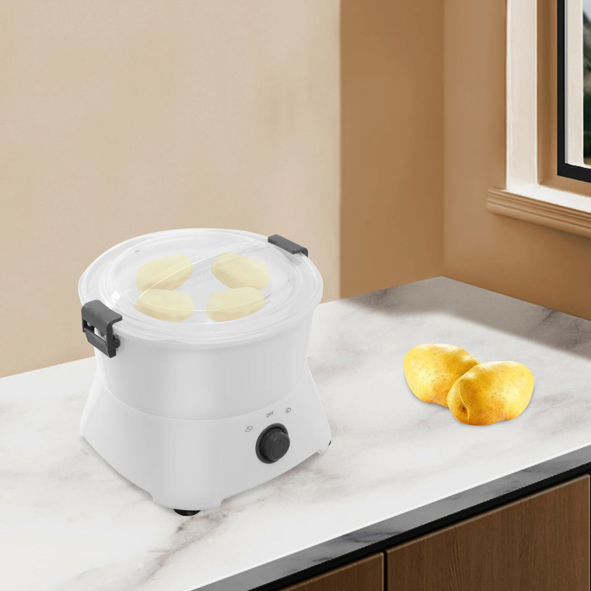 Electric Potato Peeler One‑button Automatic Spinner Peeler 85W Pure Copper Motor Multi‑Function for Home Kitchen Restaurant Use