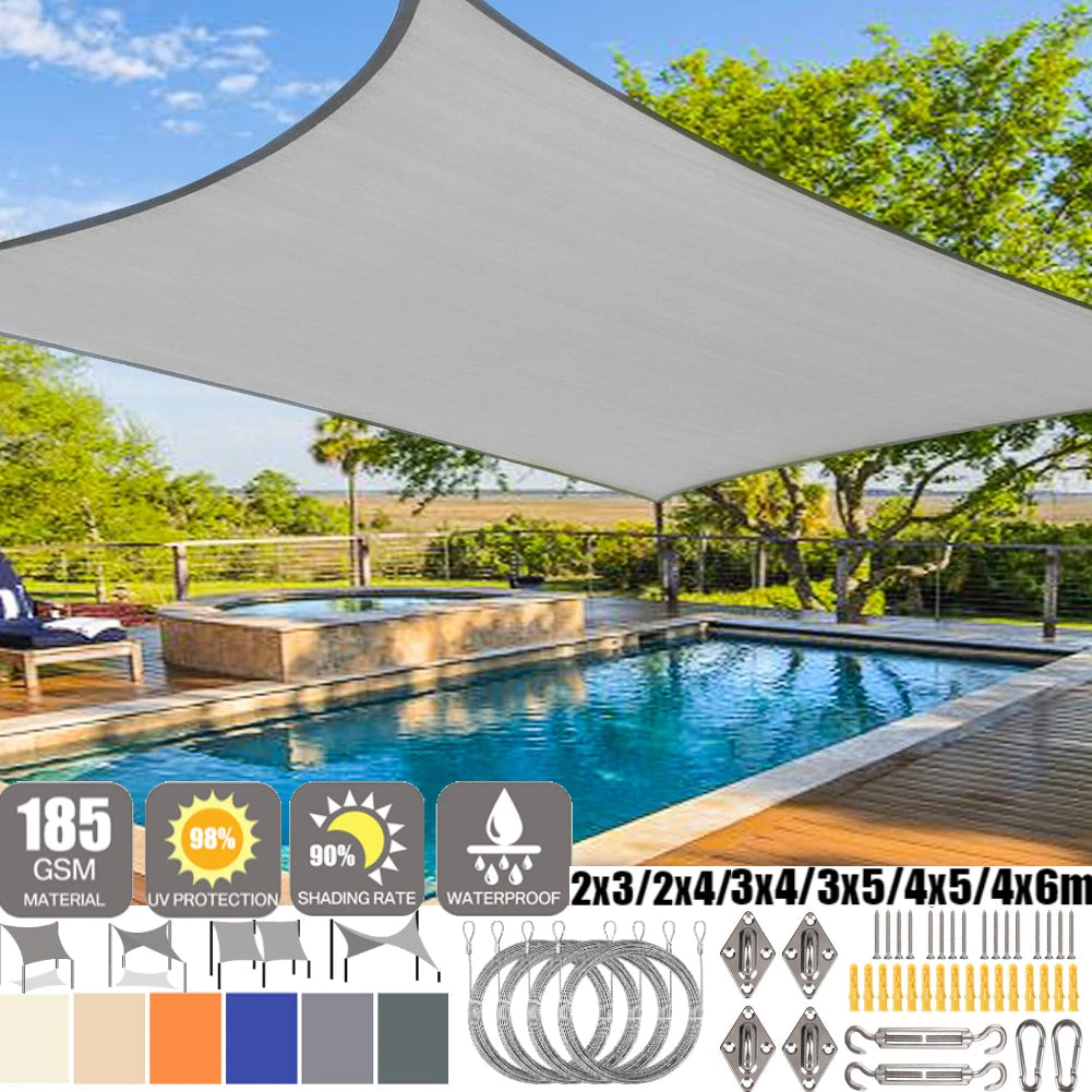 6 Colors Large Sun Shade Sail Rectangle Canopy Waterproof Shade Cover UV Block for Garden Outdoor Patio Deck Pergola Porch Tents Innova Techno
