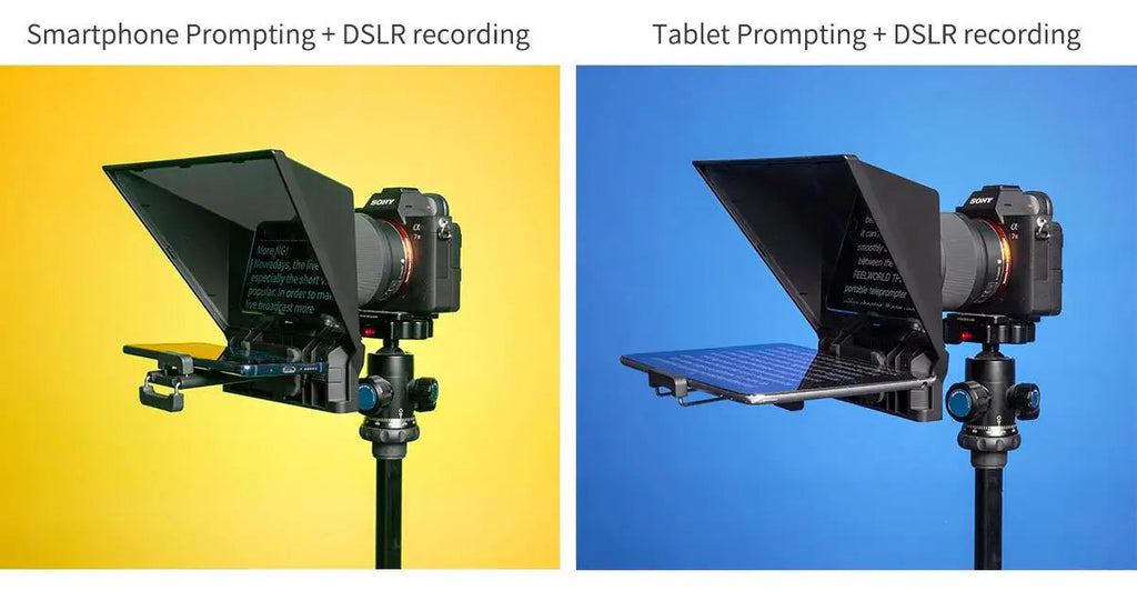FEELWORLD  TP2A Portable 8 Inch Teleprompter Supports Under 8" DSLR Shooting Smartphone/Tablet Prompting Remote Innova Techno