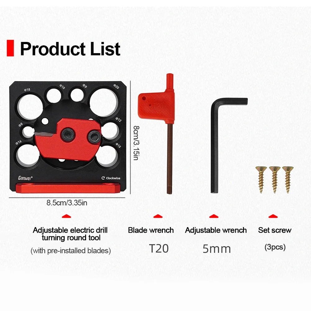 Adjustable Electric Drill Milling Dowel Auxiliary Tool Dowel Maker Jig 8mm-20mm with Carbide Blades Dowel Maker Woodworking Tool