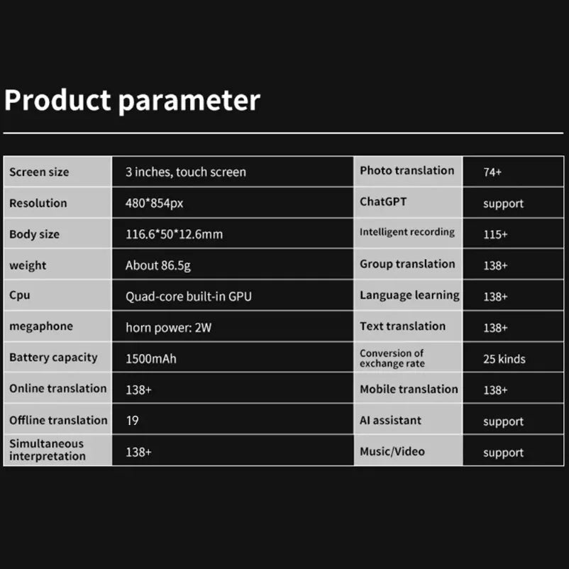 S80 Pro 138 Language Intelligent Translation Machine Intelligent Recording 19 Offline Real-time Chat GPT AI Voice Photo Translat Innova Techno