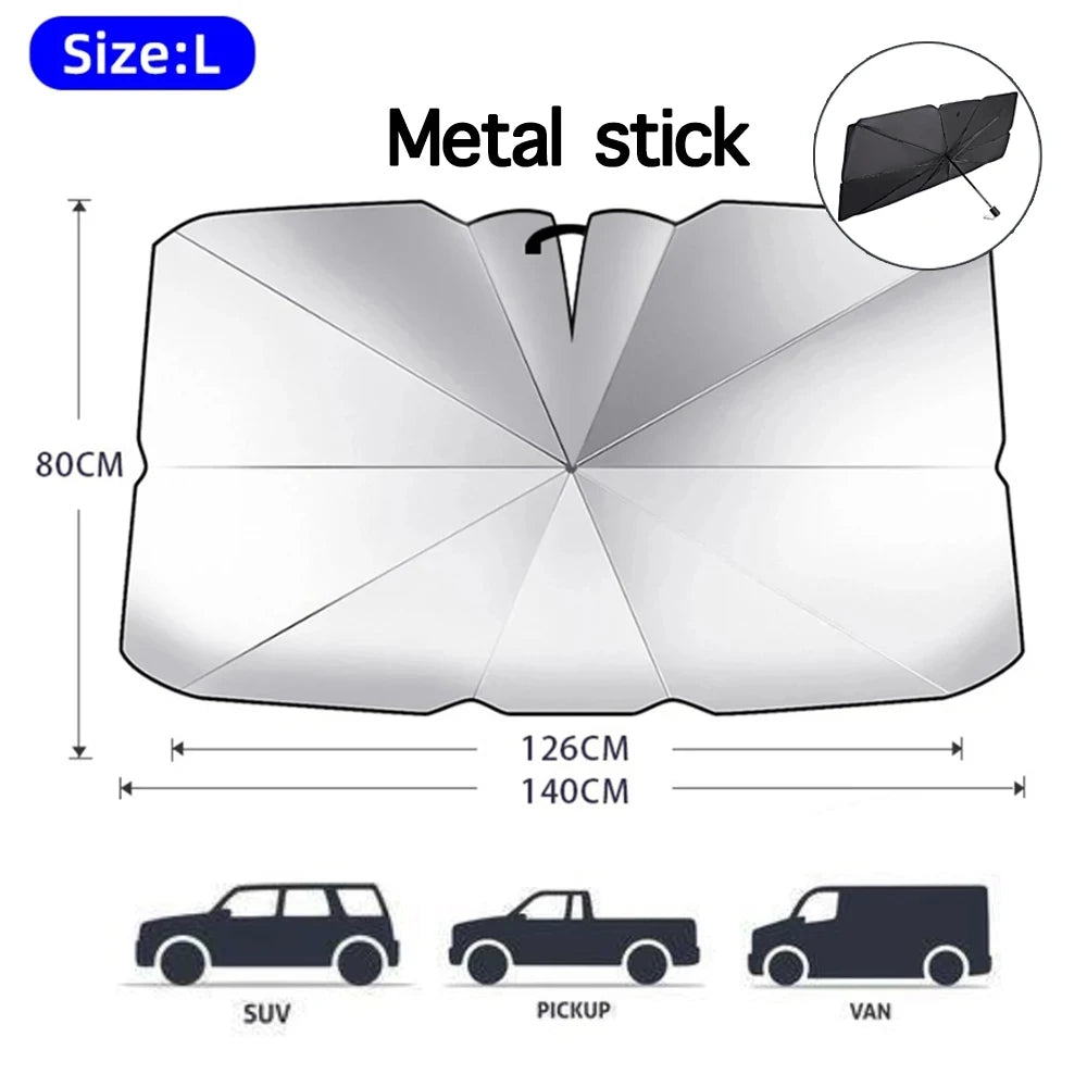 2024 Car Windshield Sun Shade Umbrella Foldable Sunshade Front Window Cover for UV Block Heat Protection Protector Parasol Innova Techno