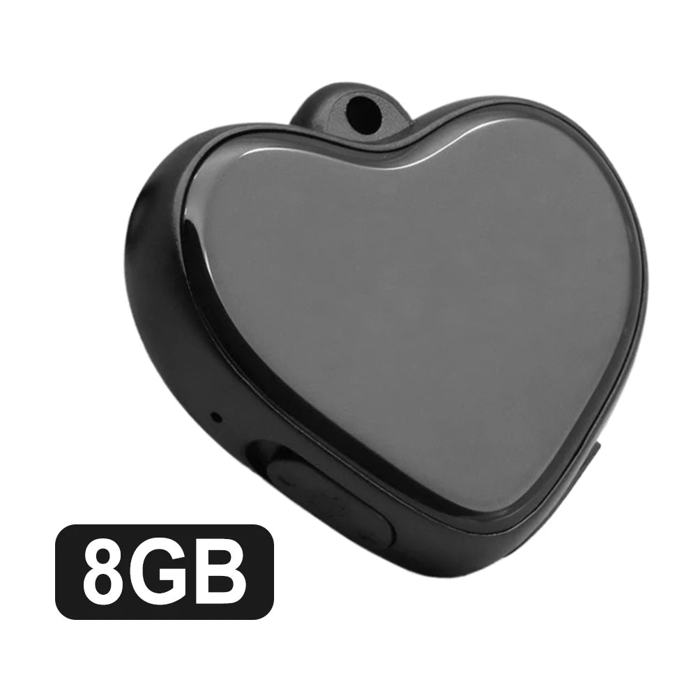 Mini Voice Recorder Heart Shape Voice Activated Recorder LED Indicator Micro Recording Pendant for Lectures Meetings Interviews