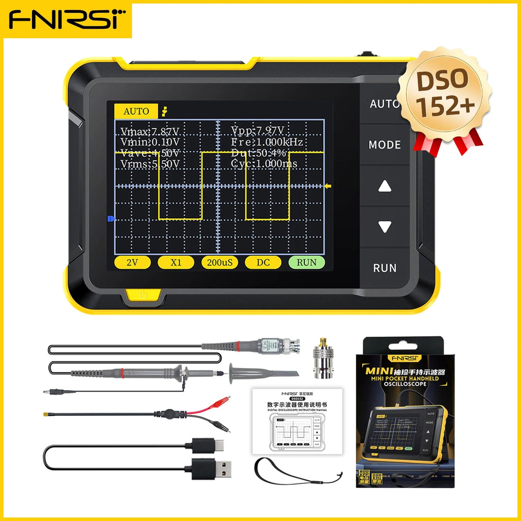 FNIRSI New DSO510 DSO152 DSO153 Mini Handheld Digital 2 IN 1 Oscilloscope Portable 48MS/s 10MHz Bandwidth Electronic Repair Tool Innova Techno