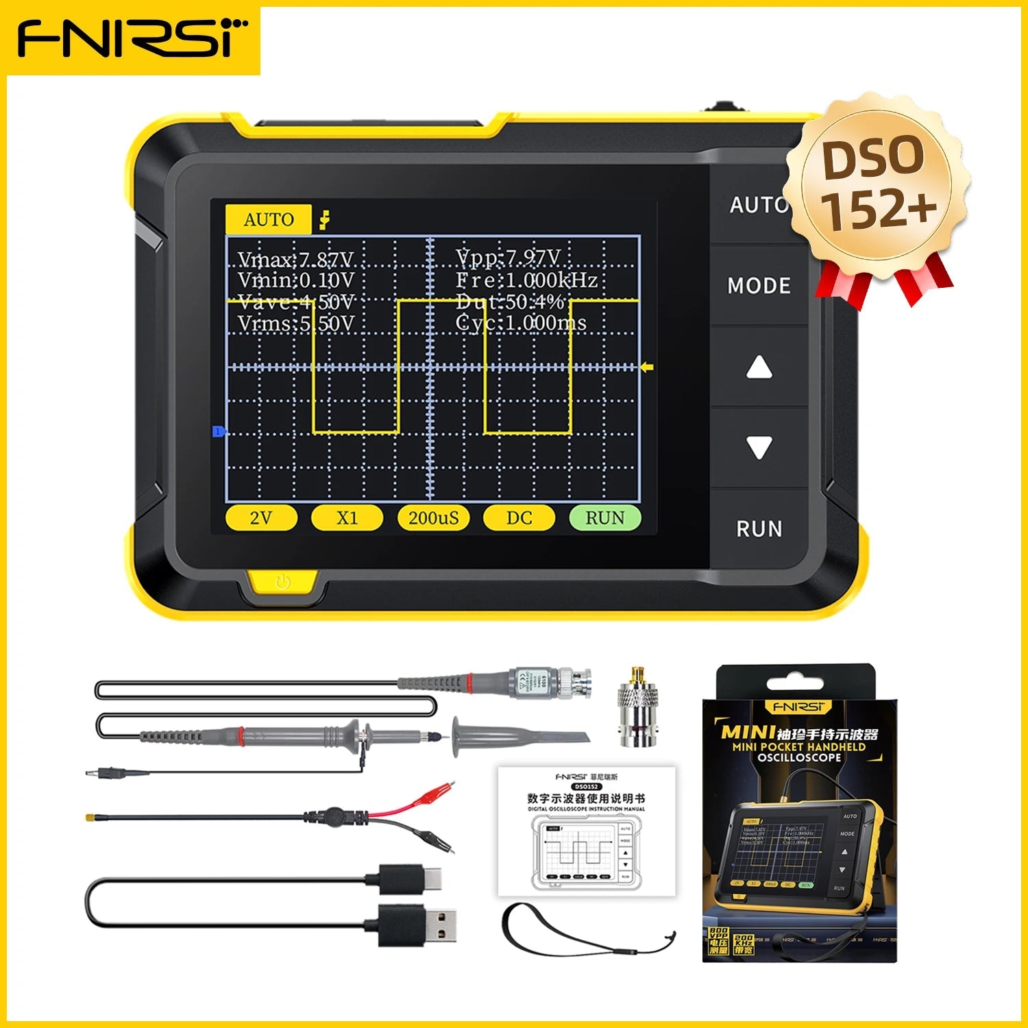 FNIRSI New DSO510 DSO152 DSO153 Mini Handheld Digital 2 IN 1 Oscilloscope Portable 48MS/s 10MHz Bandwidth Electronic Repair Tool Innova Techno