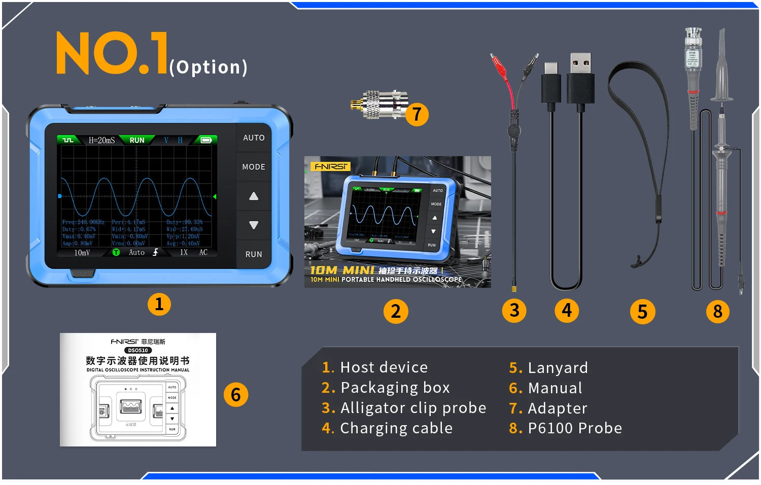 FNIRSI New DSO510 DSO152 DSO153 Mini Handheld Digital 2 IN 1 Oscilloscope Portable 48MS/s 10MHz Bandwidth Electronic Repair Tool Innova Techno