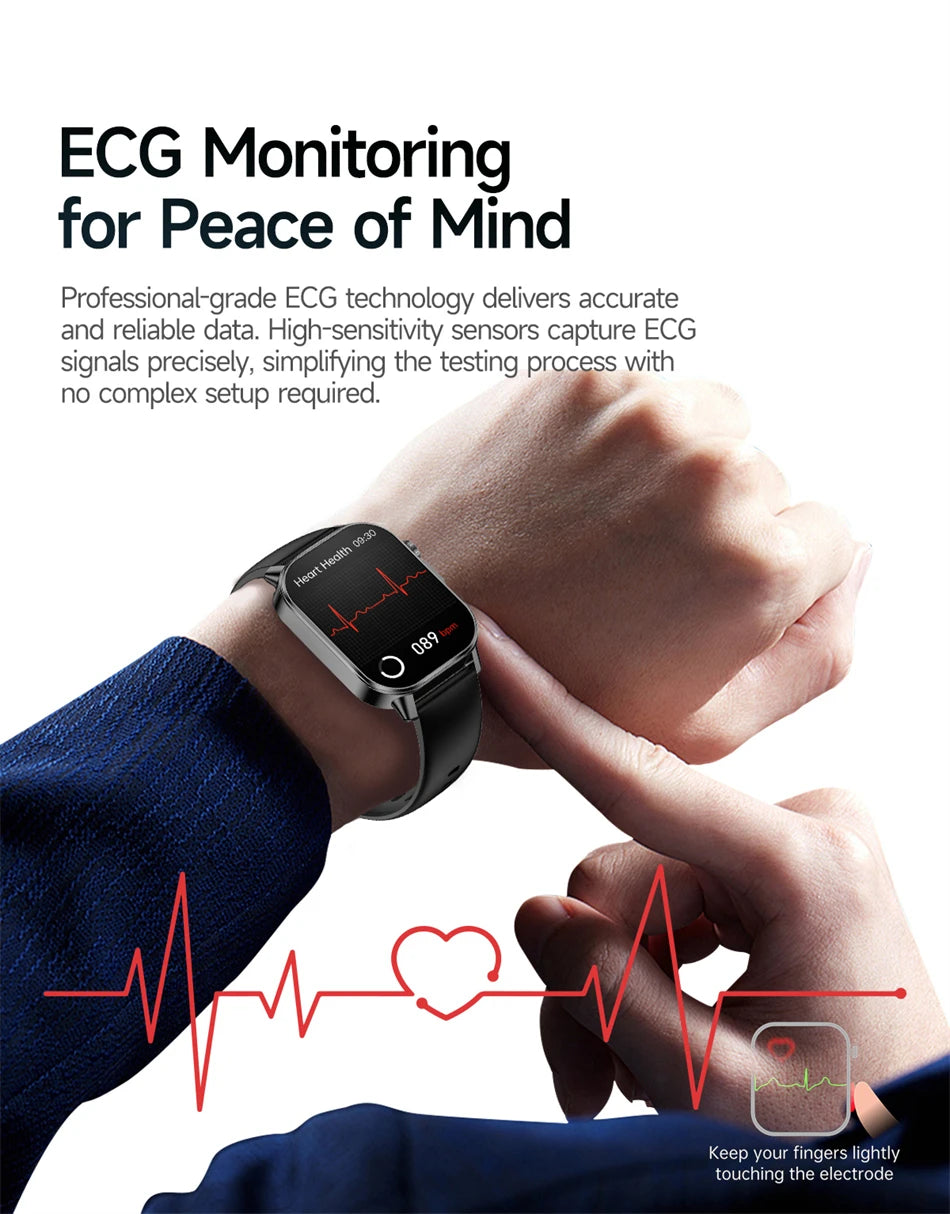 2026 New Model Uric Acid & Lipid Health Analysis Smart Watch Men ECG+PPG Bluetooth Call 2.01-inch Flashlight Smartwatch Women Innova Techno