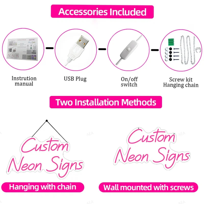 Custom your Personalised Name Neon Sign Light for girls/boys Birthday Gifts Party Bar Wedding Room Wall Decoration Neon Led Sign Innova Techno