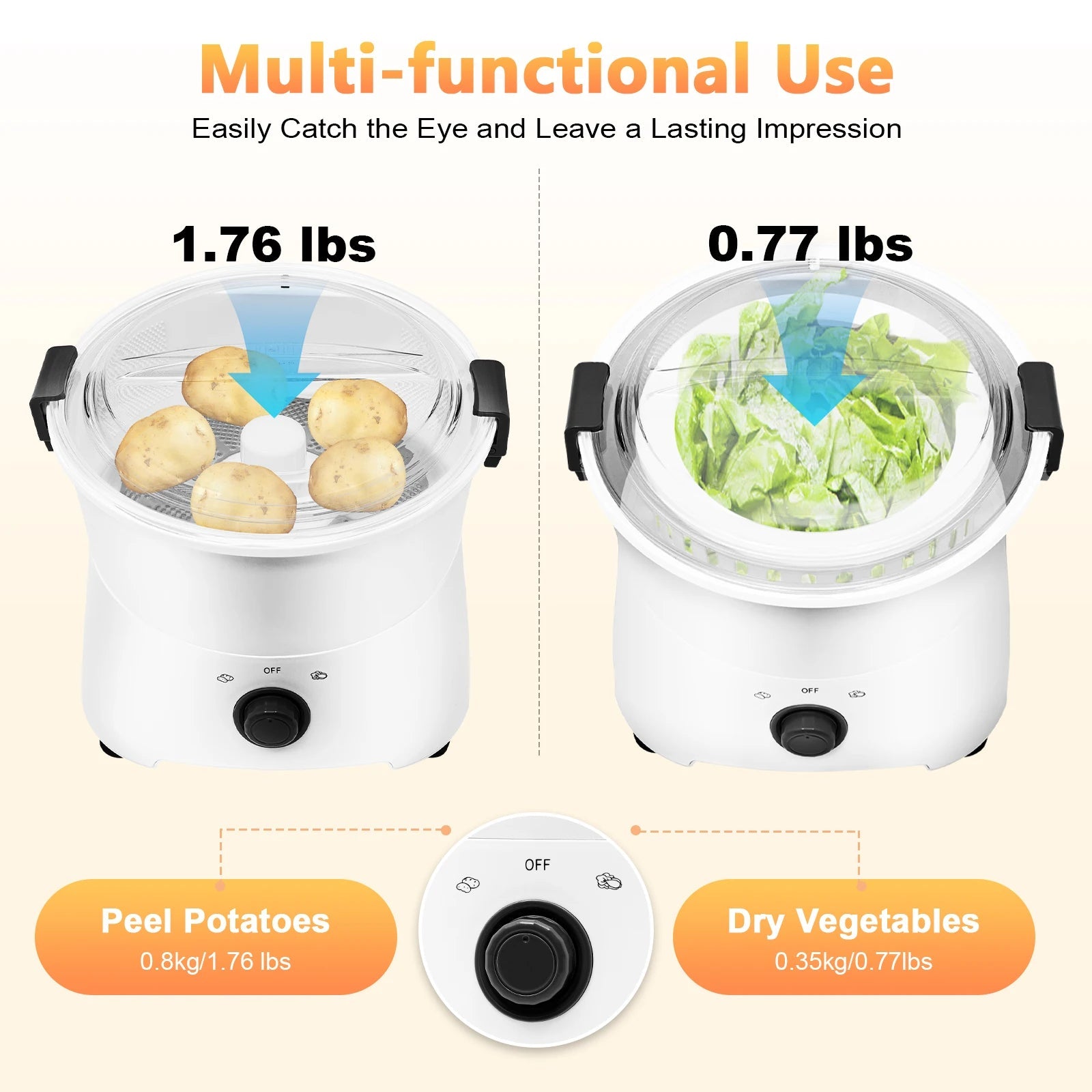 85W Electric Potato Peeler One-button Drive Automatic Peeler Spinner for Kitchens Restaurant Fast Food Shops Innova Techno