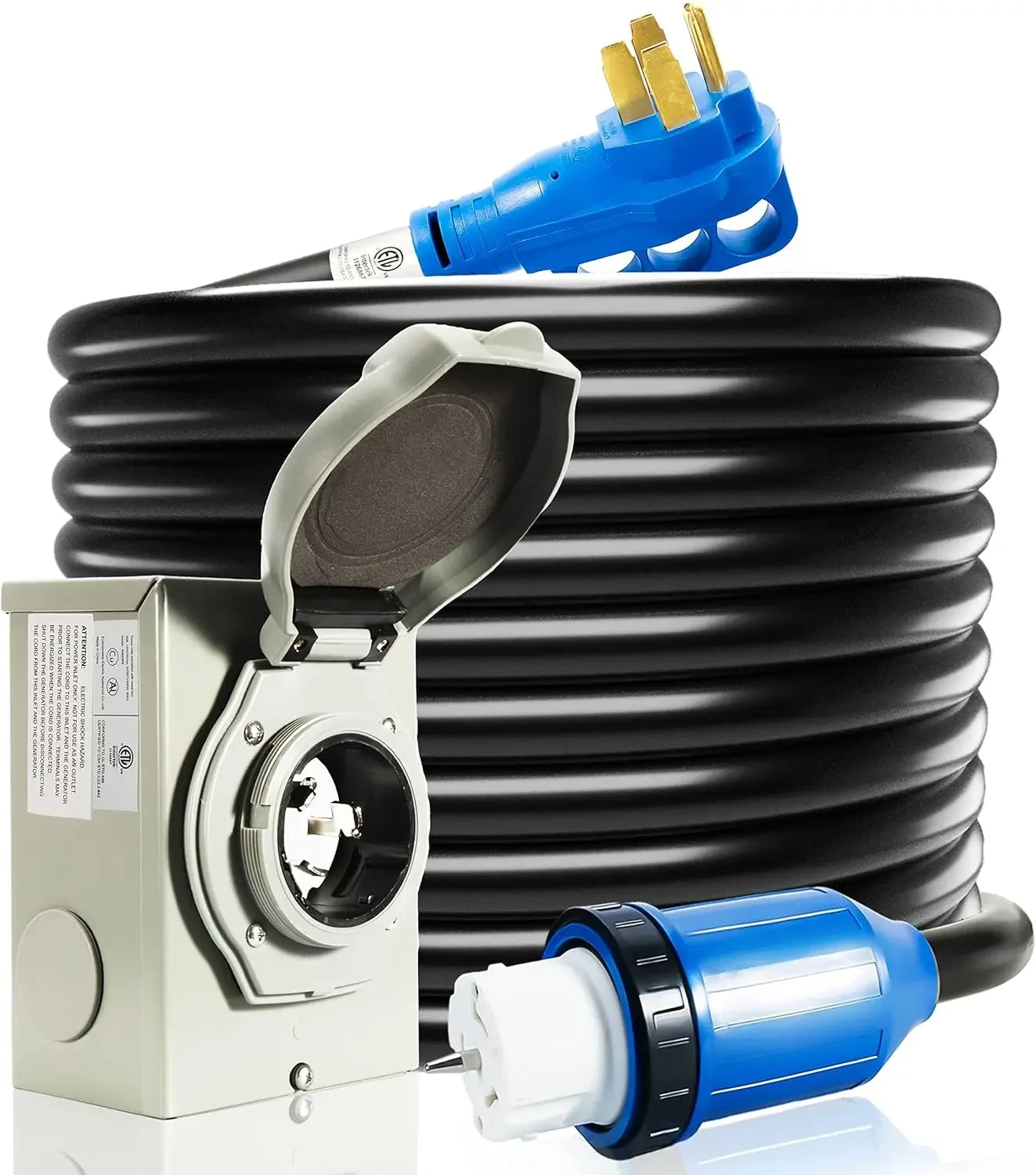 50 Amp Generator Cord and Power Inlet Box, 20FT Generator Cords 50 Amp,125V/250V Generator Power Cord Innova Techno
