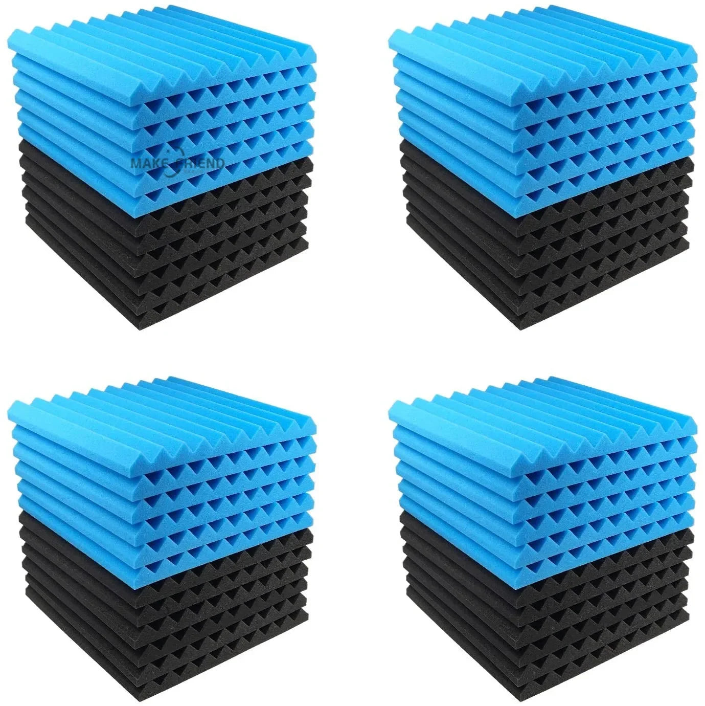 48Pcs 1" X 12" X 12" Acoustic Foam Panels Studio Soundproofing Wedge Sound Proof Wall Panels Acoust Insulation Foam Black Blue Innova Techno