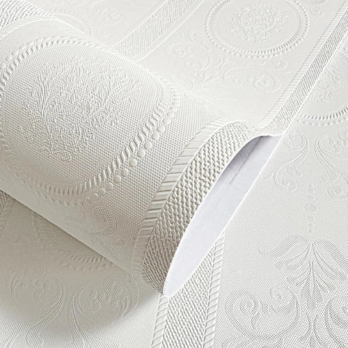 3D White Embossed Peel and Stick Wallpaper Damask Textured Self Adhesive Wallpaper Modern Floral Removable Contact Paper Innova Techno