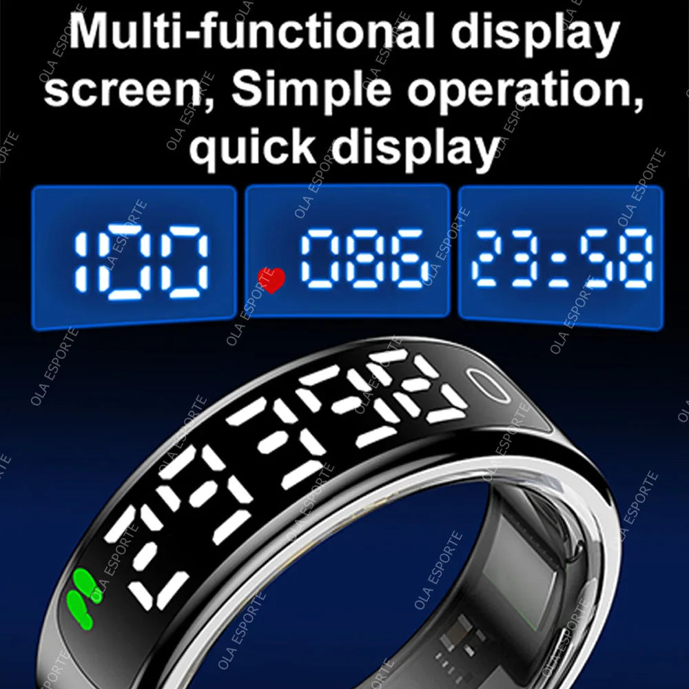 Smart Ring with Display Screen and Touch Heart Rate Blood Oxygen Sleep Health Monitoring Sports Count steps Waterproof Smartring Innova Techno