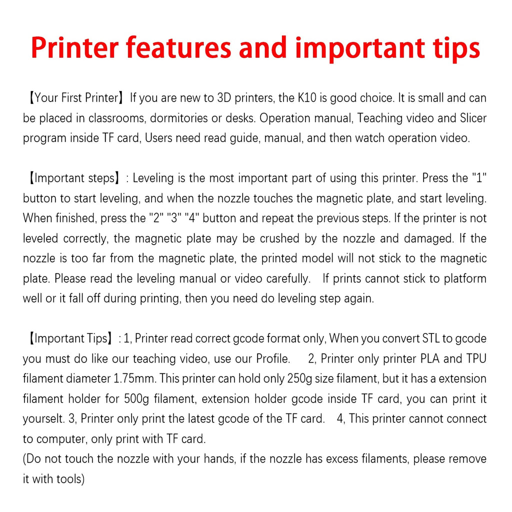 EasyThreed 3D Printer  Entry Level  Compatible with PLA TPU 1.75mm Filament  include Power Adaptor. Innova Techno