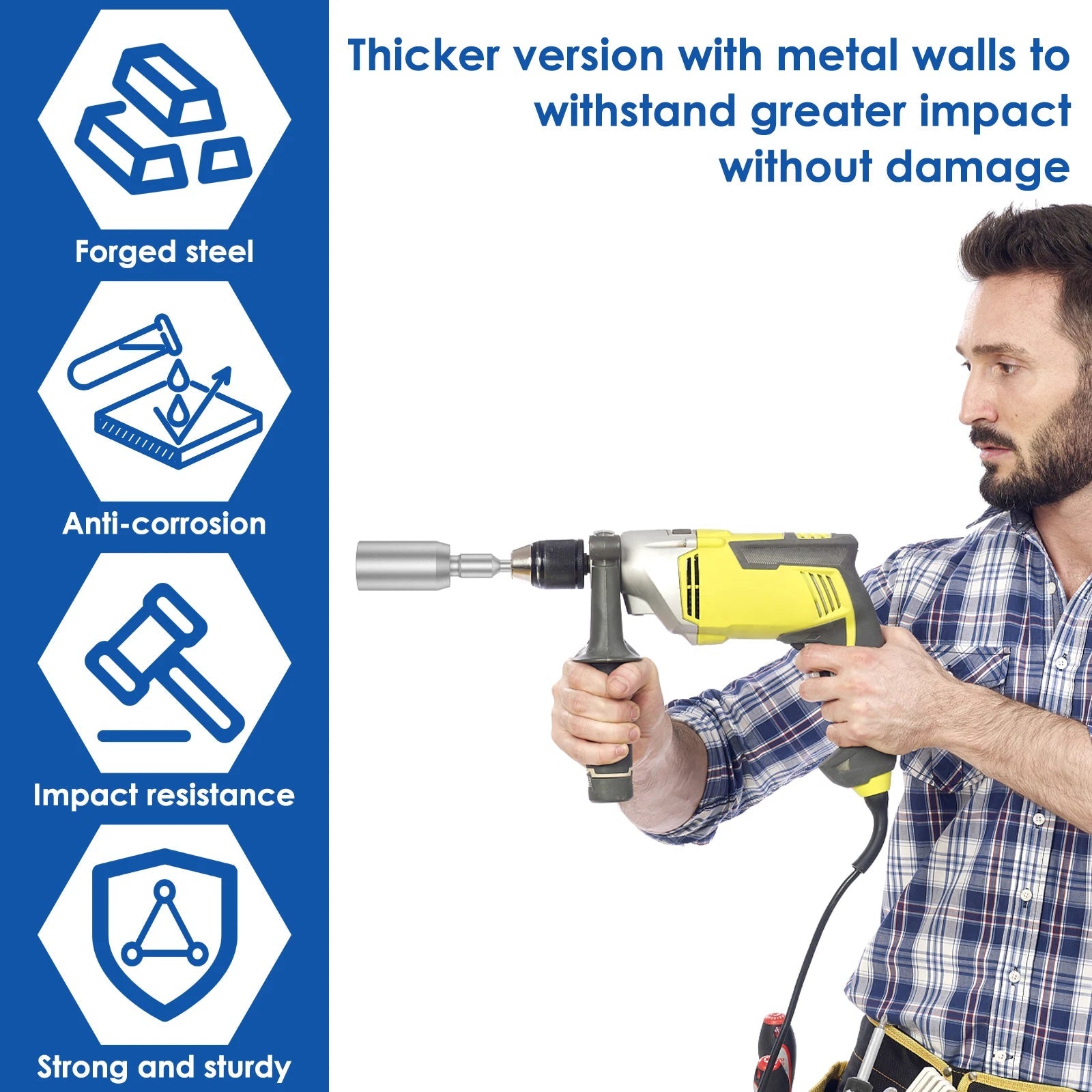 30/45/65mm Heavy Duty SDS-Plus T Post Ground Rod Driver Tool Forged Steel Drill Bit Driver Durable Hammer Drill Rod Converter Innova Techno