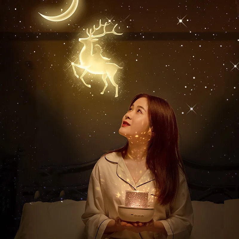 Starry Projector Night Light Rotating Sky Moon Lamp Galaxy Lamp Home Bedroom Decoration Starlight Christmas Lights for Kids Gift Innova Techno