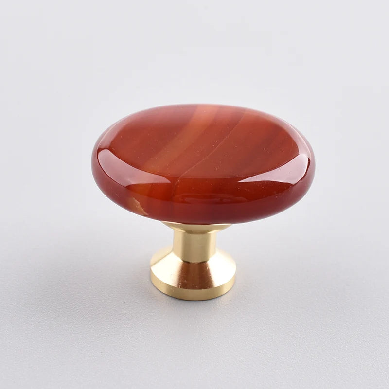 30×25mm Nature Agate Stone Cabinet Drawer Knob Dressing Decorative Box Handle Brass Furniture Door Handle Wardrobe Cabinet Pulls Innova Techno