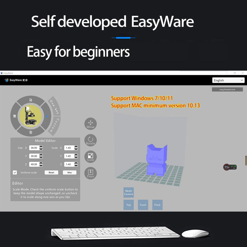 EasyThreed 3D Printer  Entry Level  Compatible with PLA TPU 1.75mm Filament  include Power Adaptor. Innova Techno